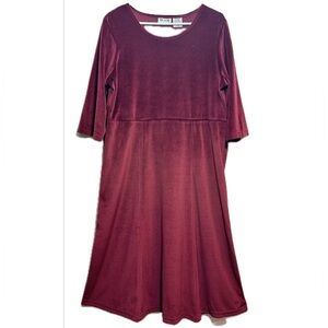 Elegant Blair Red Velvet Midi Dress - Large Petite - Empire Waist - A-Line‎